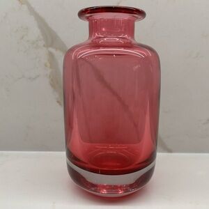 Vintage Pink Art Glass Heavy Vessel Vase